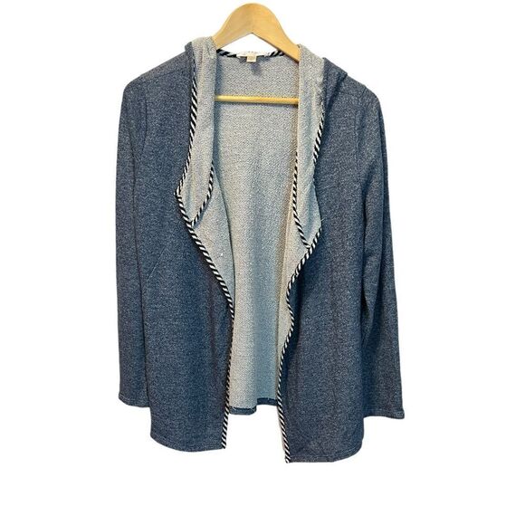 KENAR Jersey Knit Blue Loose Fit Hooded Open Cardigan M - Picture 1 of 9